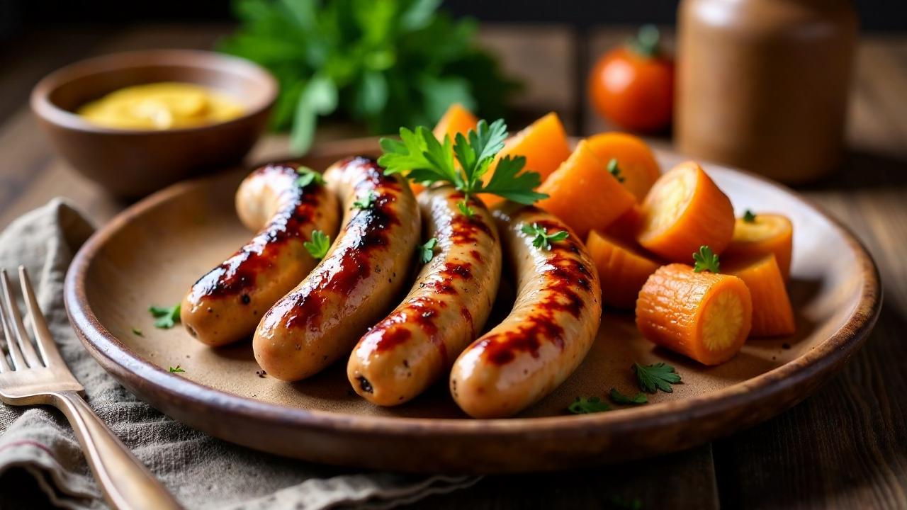 Thüringer Rostbratwurst und Kartoffelwurzeln