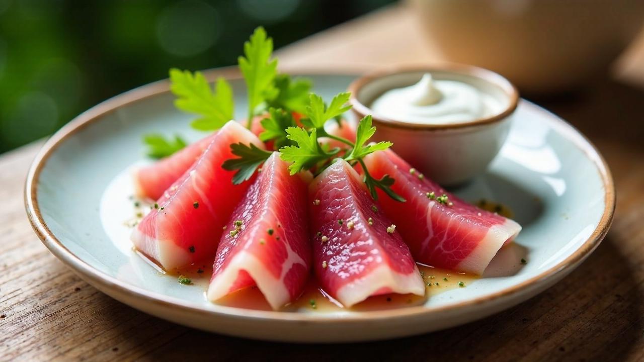 Thunfisch-Sashimi mit Kokos-Dip