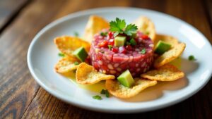 Thunfischtartar mit Kokoschips