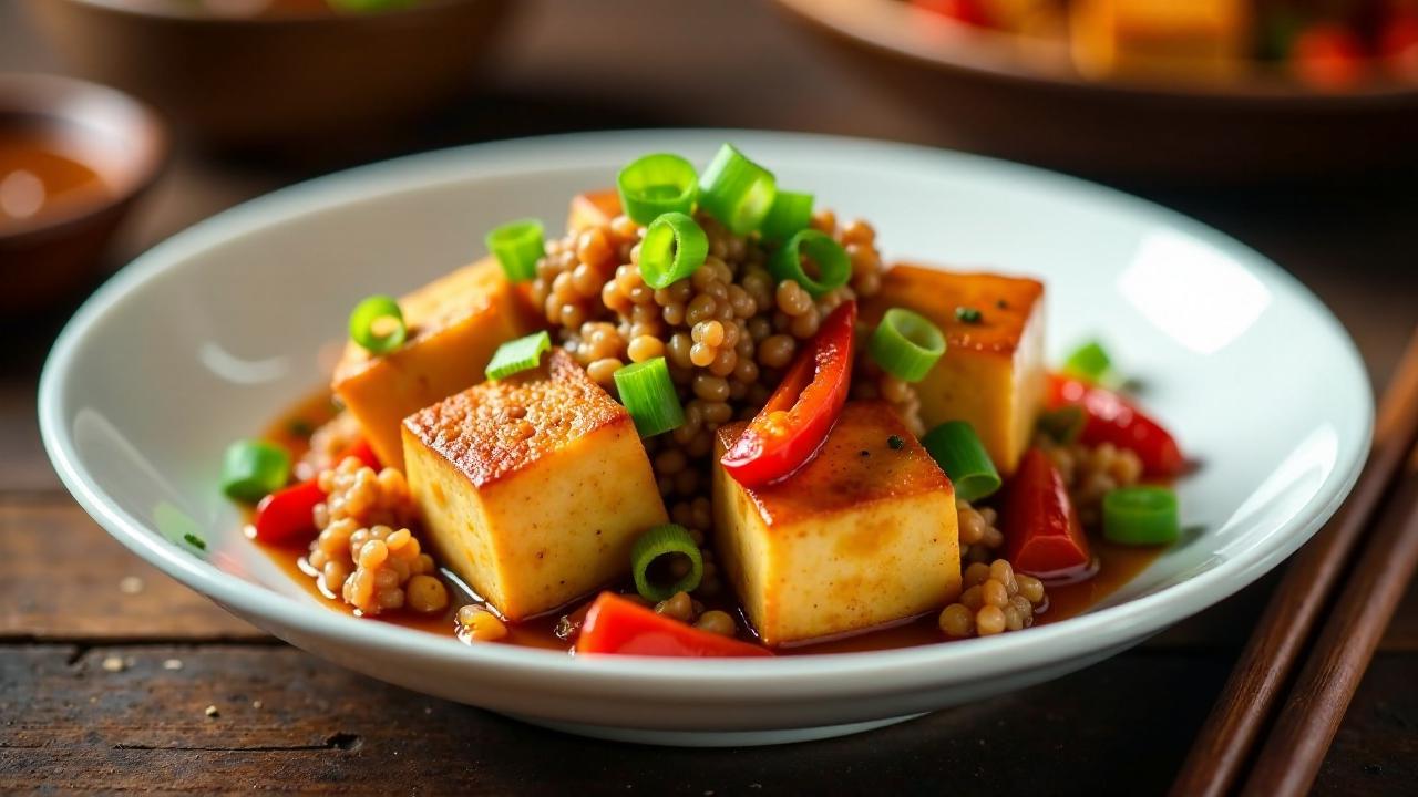 Tofu mit Schweinehackfleisch