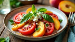 Tomaten-Pfirsich Salat