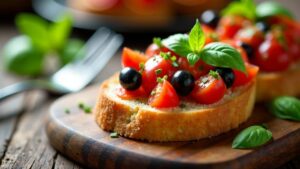 Tomatenbrot mit Oliven-Kaviar