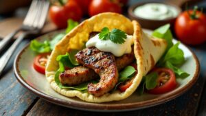 Traditioneller Gyros mit Tzatziki