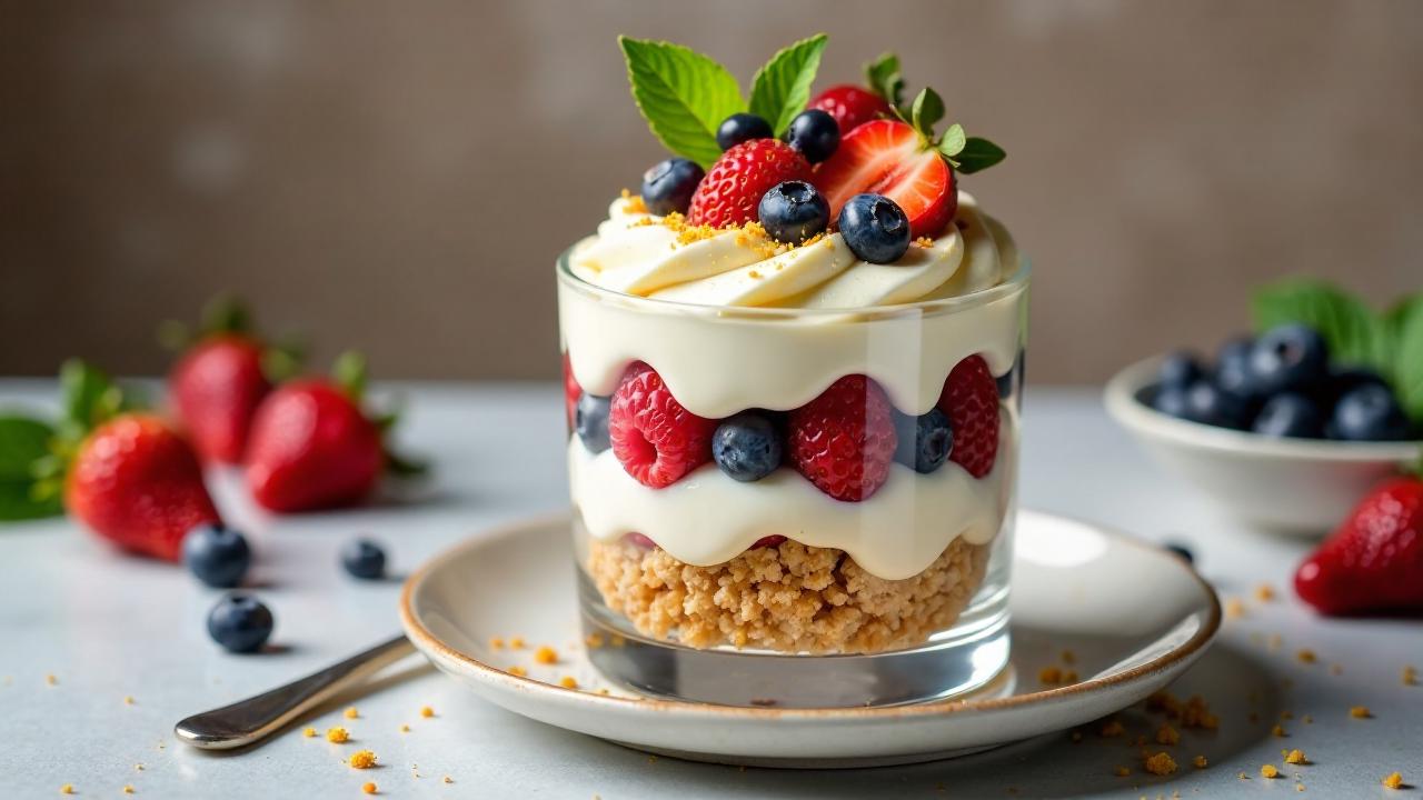 Trifle mit goldener Schlagsahne