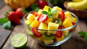 Tropischer Fruchtsalat mit Ananas-Dressing