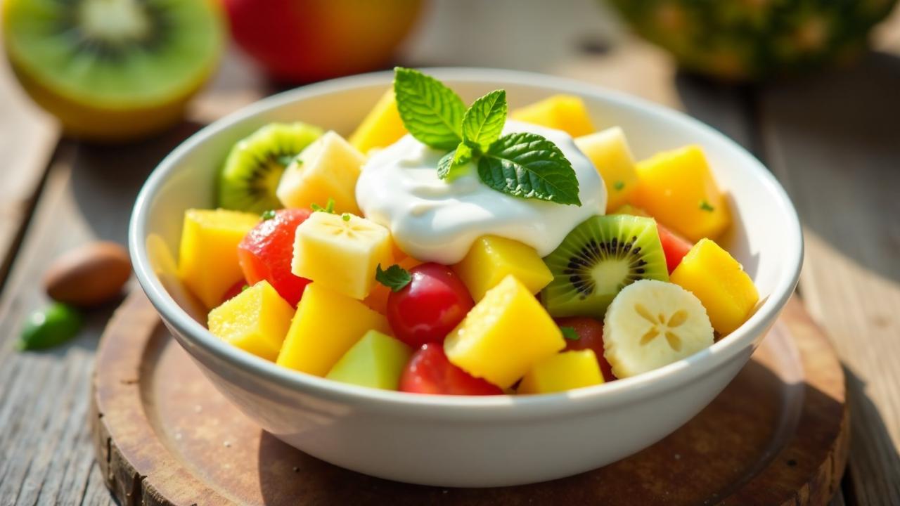 Tropischer Obstsalat mit Kokosjoghurt