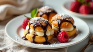 Vanillecreme-gefüllte Profiteroles