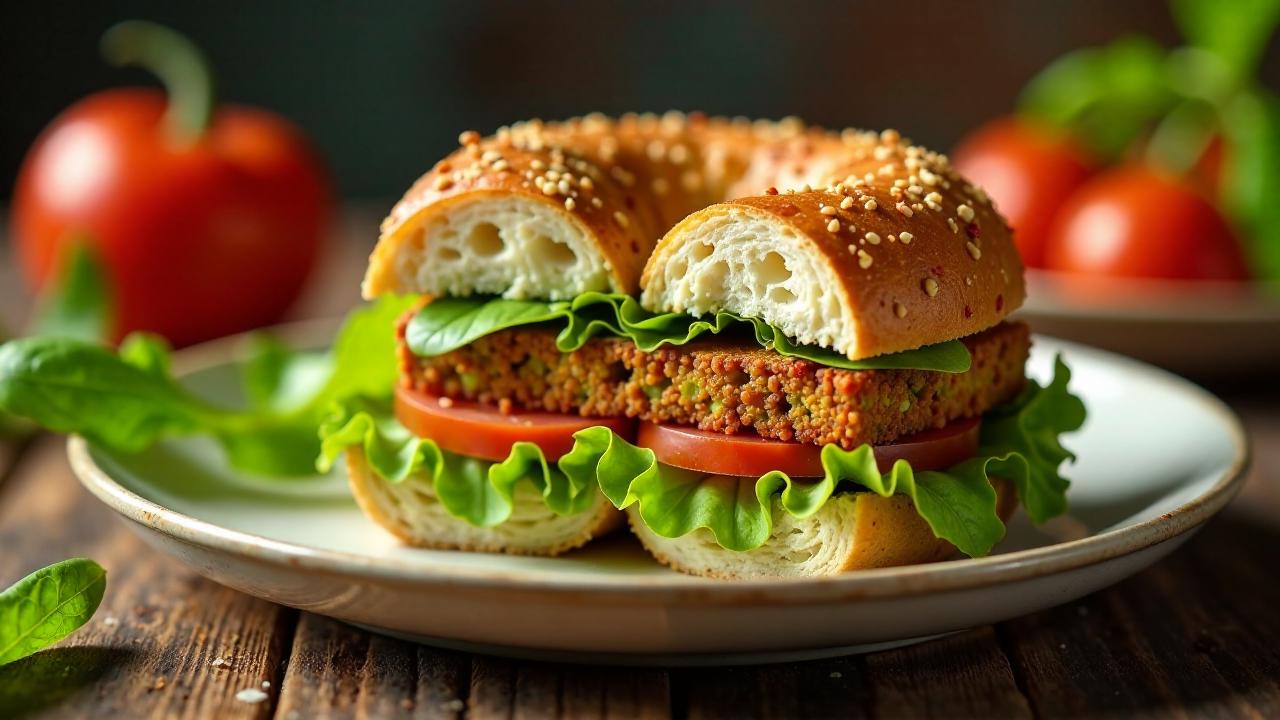 Veganer Bagel mit Tempeh und Gemüse