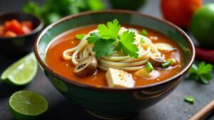 Veganes Pho mit Tofu und Shiitake