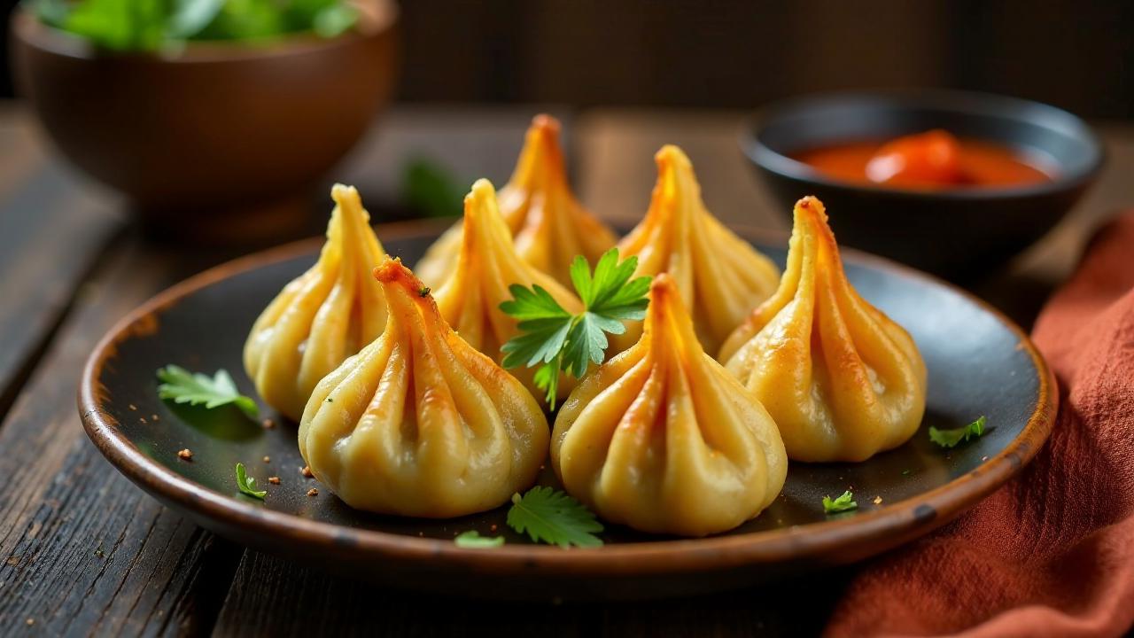 Vegetable Fried Momos im Wok