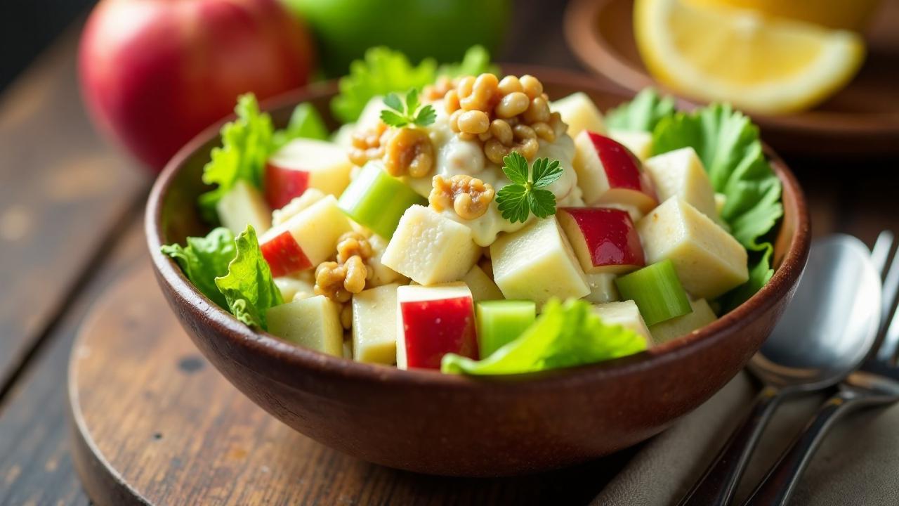 Waldorf Salad – Apfel-, Sellerie- und Walnusssalat mit Mayonnaise.