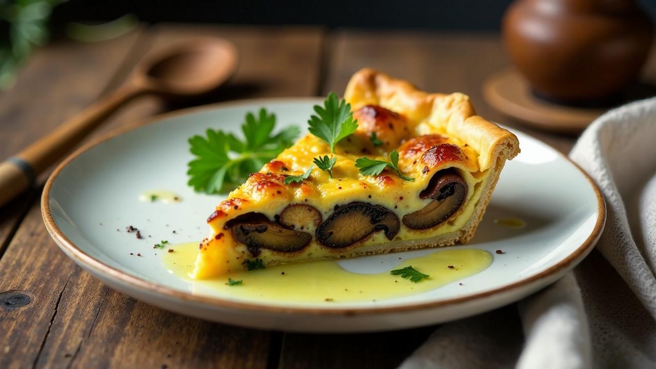 Waldpilz-Quiche mit Trüffelöl