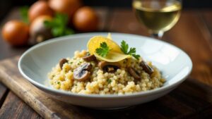 Waldpilzrisotto mit Parmesanchips