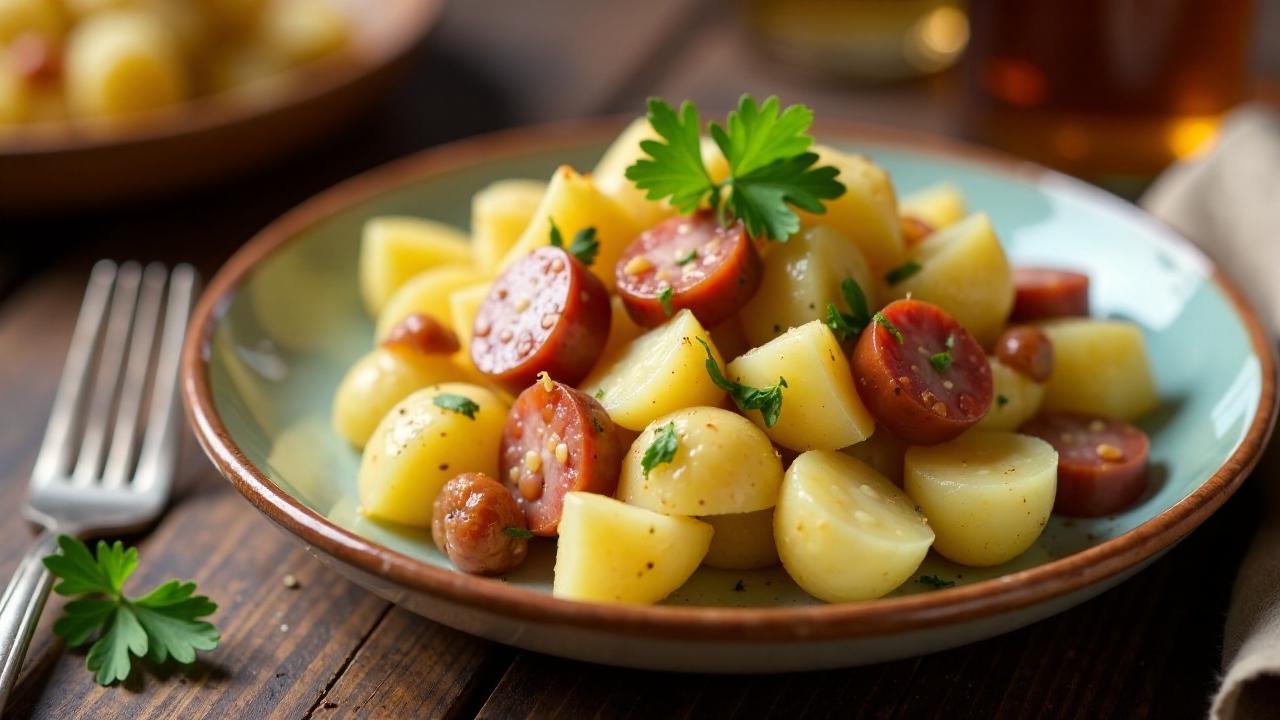 Warmer Kartoffelsalat mit Würstchen