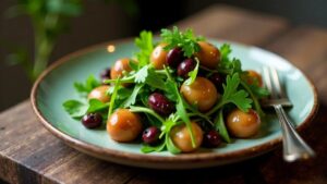 Warmer Kastaniensalat mit fermentierten schwarzen Bohnen