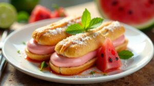 Wassermelonen-Eclairs mit Limettencreme