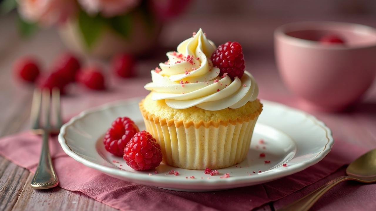 Weiße-Schokolade-Himbeer-Cupcakes