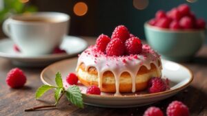 Weiße Schokolade-Himbeer-Donut