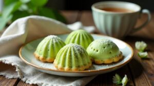 Weiße Schokolade-Matcha-Madeleines