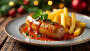 Weihnachtliche Currywurst mit Lebkuchensauce