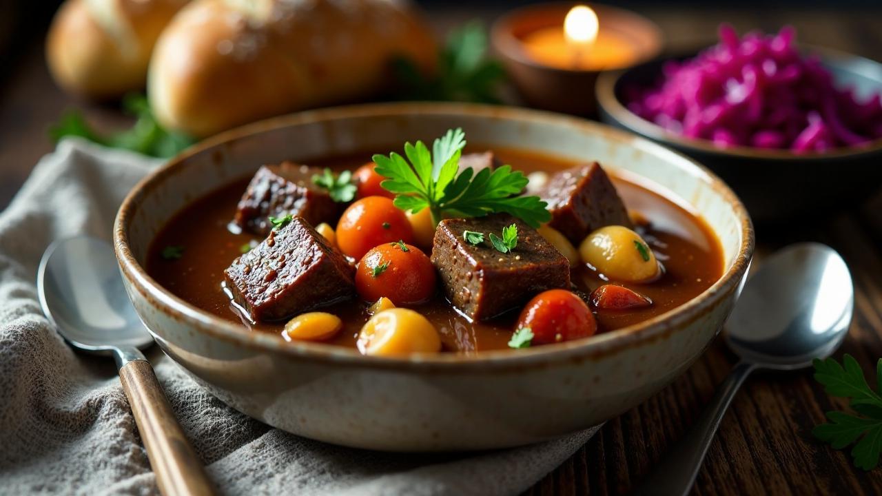 Westfälischer Pfefferpotthast mit Rotkohl