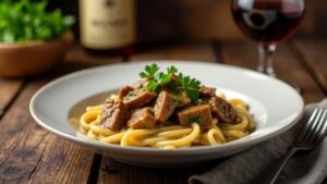 Whisky-Rindfleisch-Stroganoff