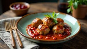 Wikinger-Fleischbällchen mit Preiselbeersauce