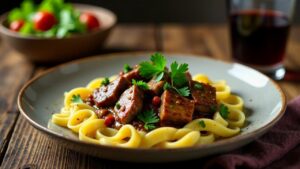 Wildschweinragout mit Tagliatelle