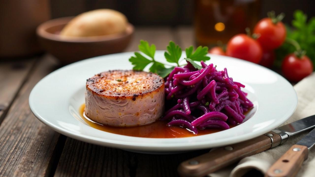 Winterlicher Leberkäse mit Rotkohl