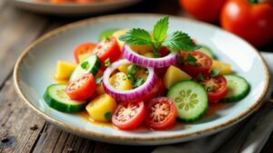 Würziger Tomaten-Gurken-Salat