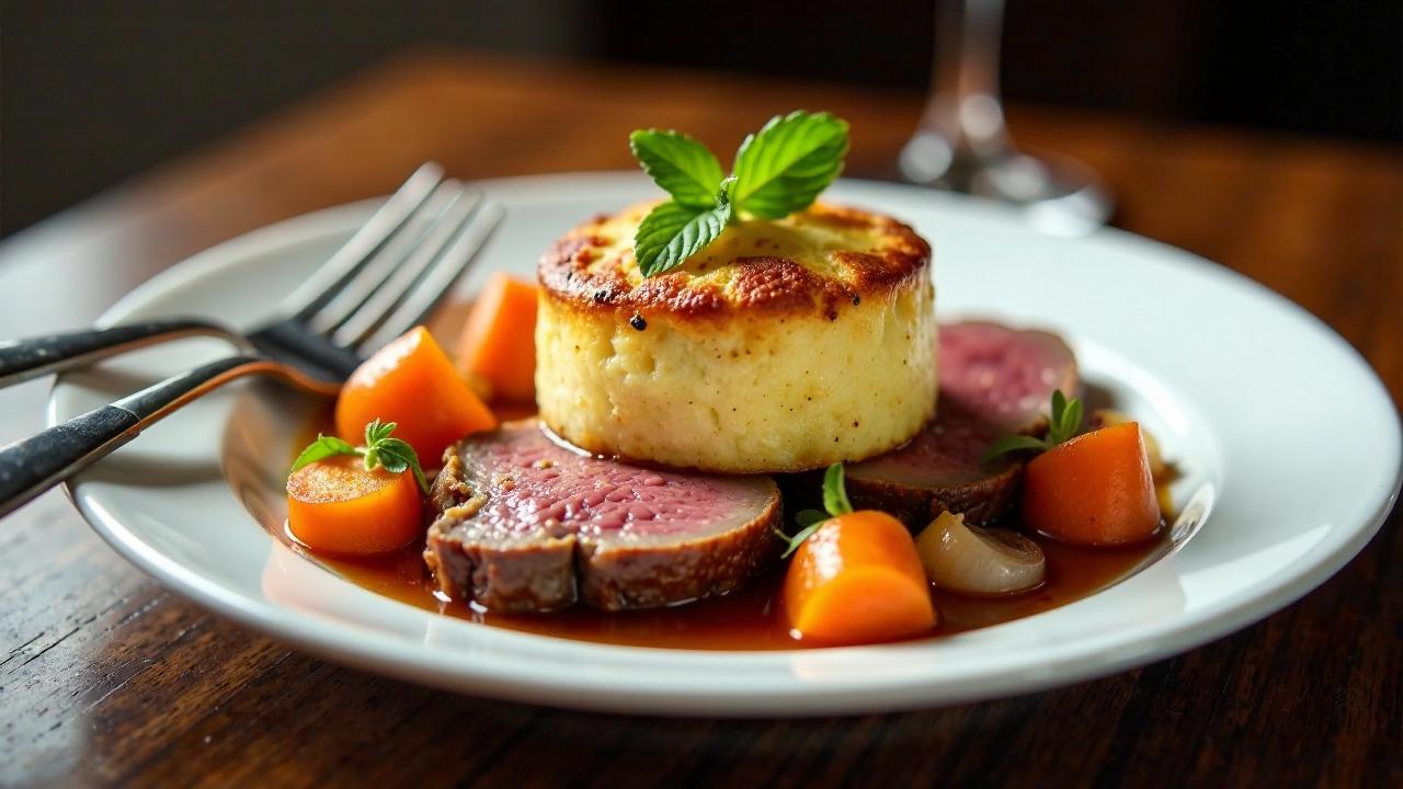 Yorkshire Pudding mit Lamm und Pfefferminzsoße