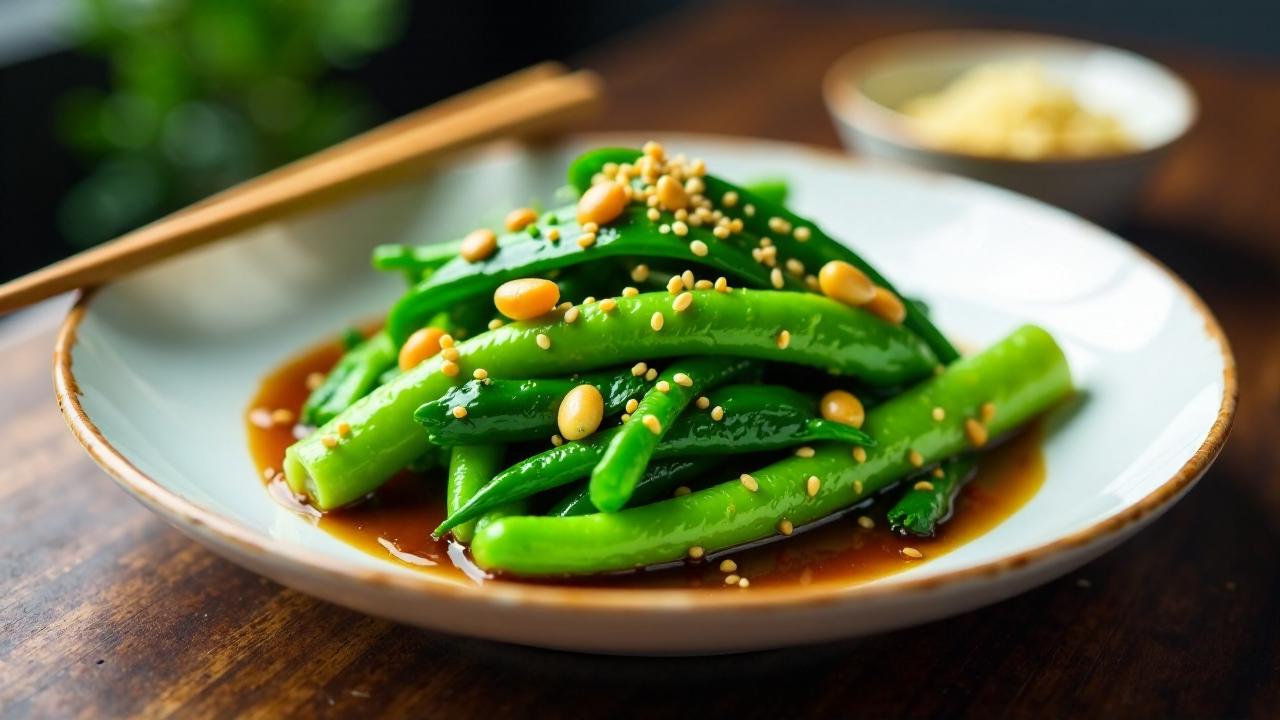 Yu Choy mit Knoblauch und Sojasoße