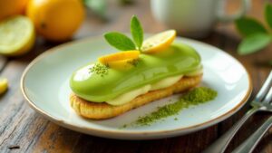 Yuzu-Eclairs mit Matcha-Creme