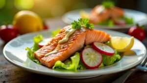 Zalmsalade – Lachs-Salat mit Radieschen und Gurken