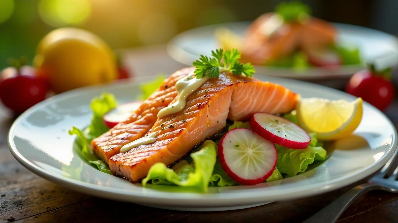 Zalmsalade – Lachs-Salat mit Radieschen und Gurken