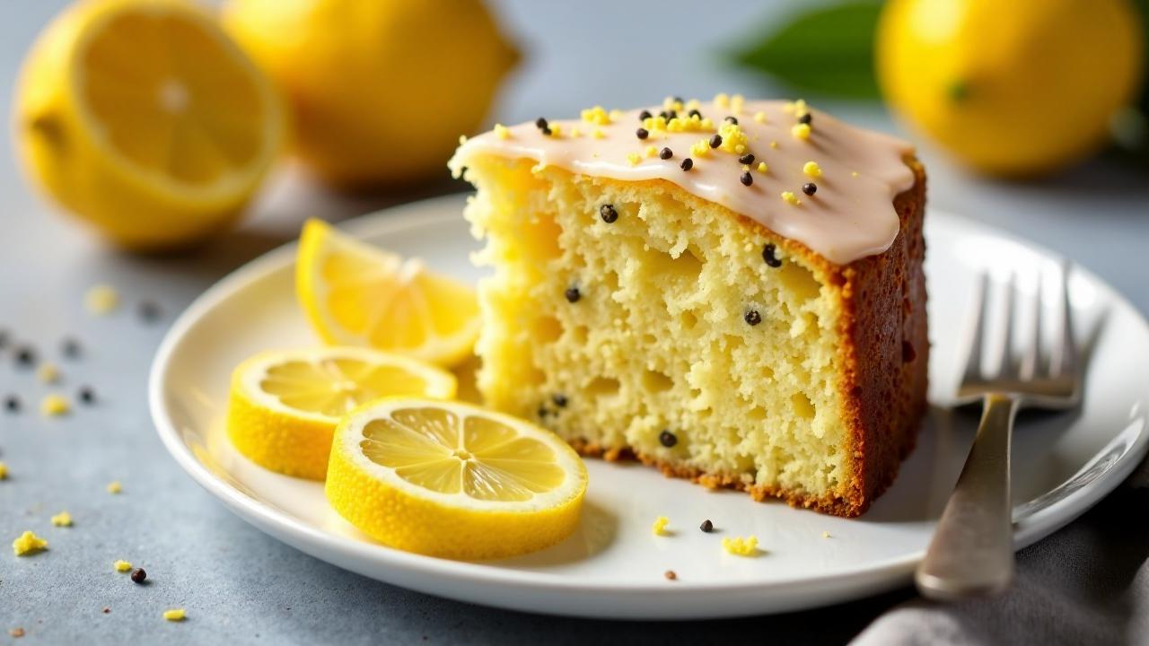 Zitronen-Mohn-Kuchen mit Grillenmehl