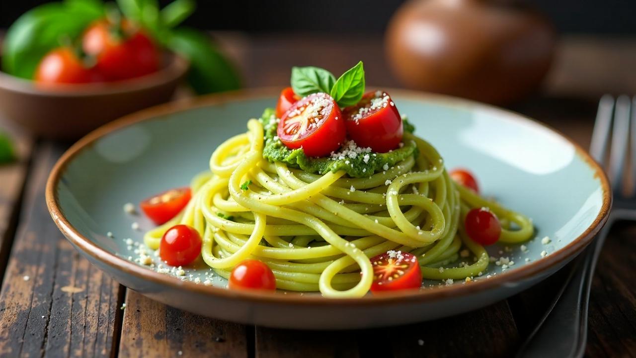 Zoodle-Spaghetti mit Tomaten-Pesto