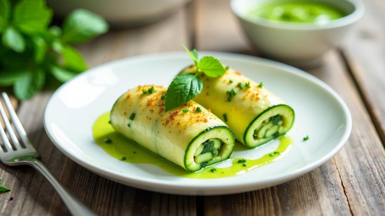 Zucchini-Röllchen mit Frankfurter Grüner Soße