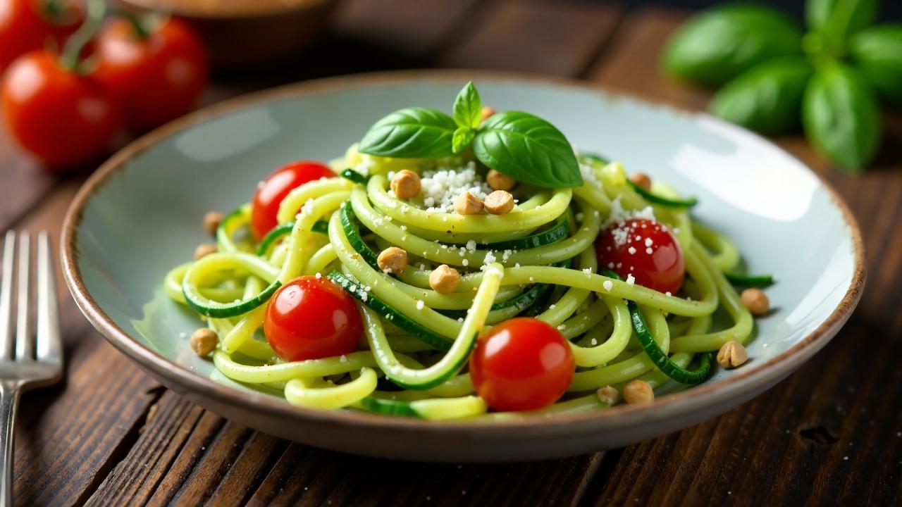 Zucchini-Spaghetti mit Pesto