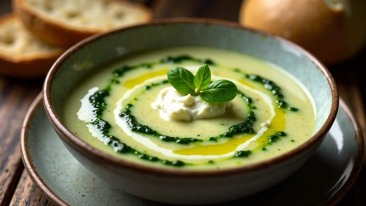 Zuppa di Ricotta - Ricottasuppe mit Spinatraumé