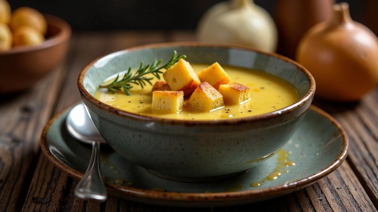 Zwiebelsuppe mit Käsecroutons