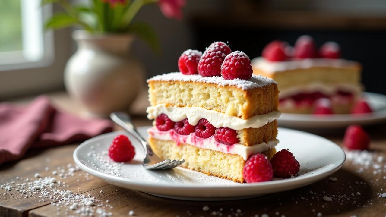 Überbordender Himbeer-Schichtkuchen