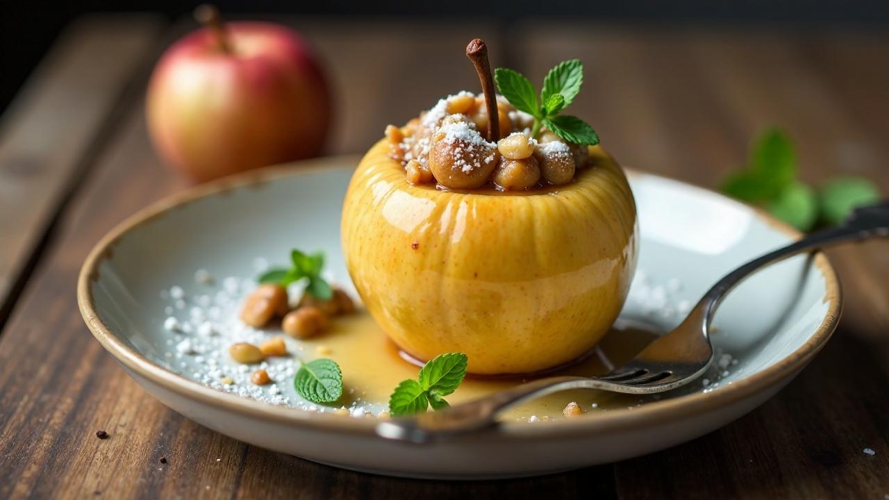 Äpfel gefüllt mit Marzipan und Nüssen